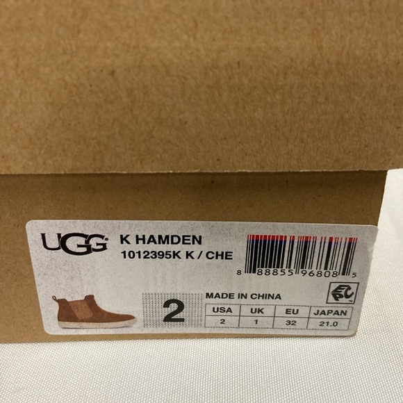 UGG Hamden Suede Pull On Chelsea Sneaker Boot Chestnut Size Youth 2 - Picture 7 of 7